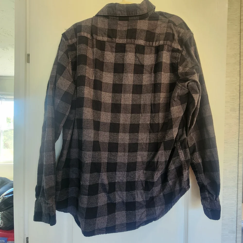 Goodfellow & Co Men's Black and Gray Plaid Shirt Size XL Euc